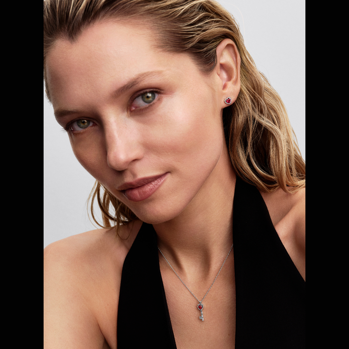 Collane e Pendenti Collana Chiave con Cuore Rosso