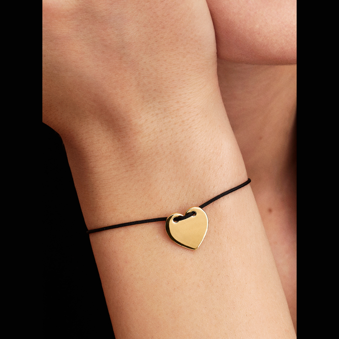 Bracciale Regolabile Cordino Nero con Cuore da incidere