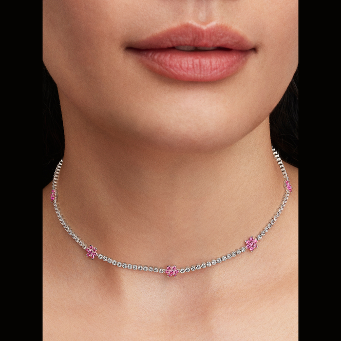 Collane e Pendenti Collana Choker Fiori Rosa