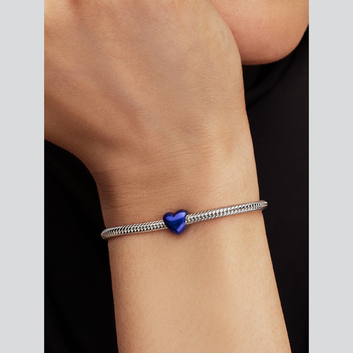 Mini Charm Cuore effetto metallico blu