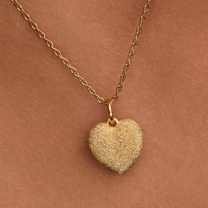 Charm Pendente Cuore Puffy effetto diamantato