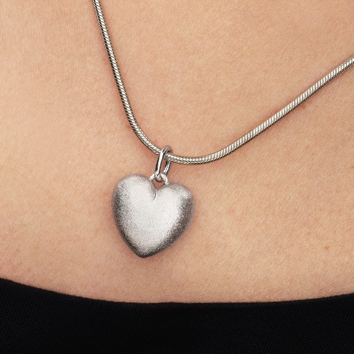 Charm Pendente Cuore Puffy effetto opaco