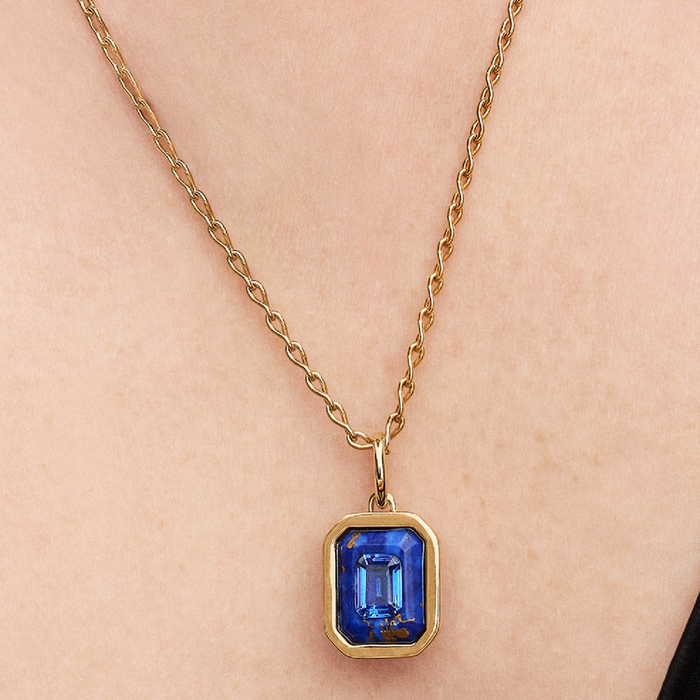 Charm Pendente Pietra Esagonale Blu