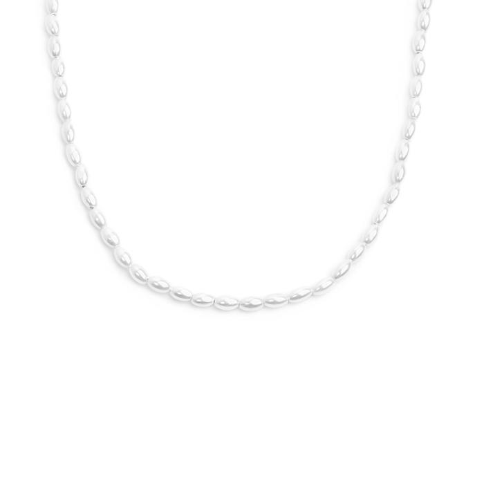 Chain necklace with oval pearls
