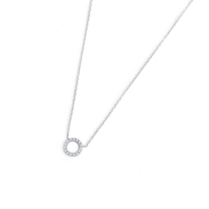 0.8cm Circle Necklace with White Zirconia