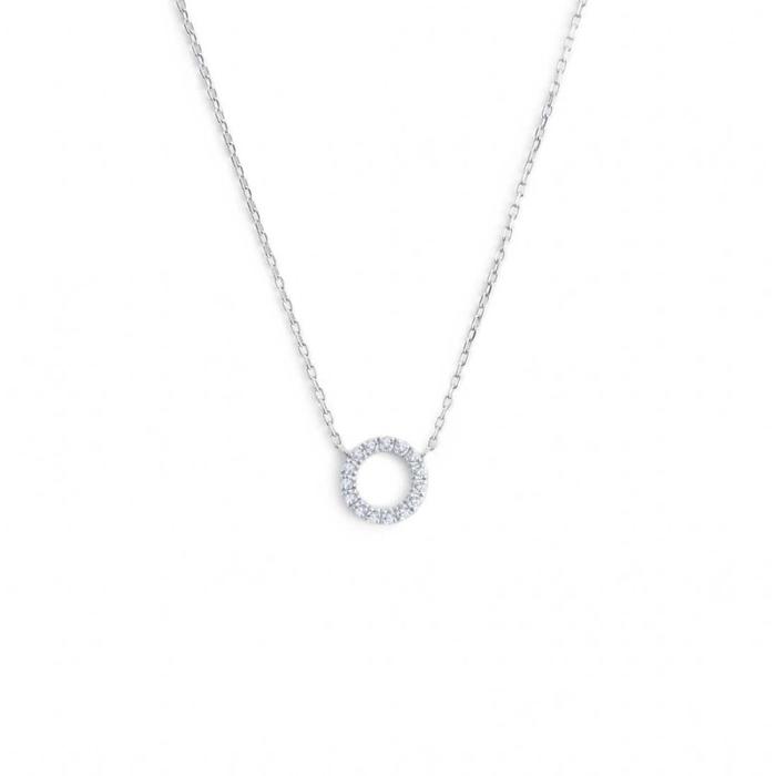 0.8cm Circle Necklace with White Zirconia