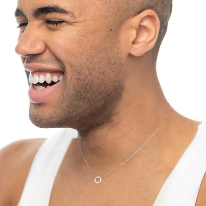 0.8cm Circle Necklace with White Zirconia