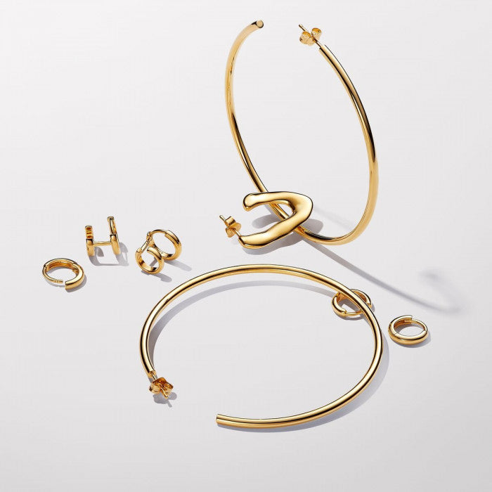 Sinuous Line Open V Hoop Earrings