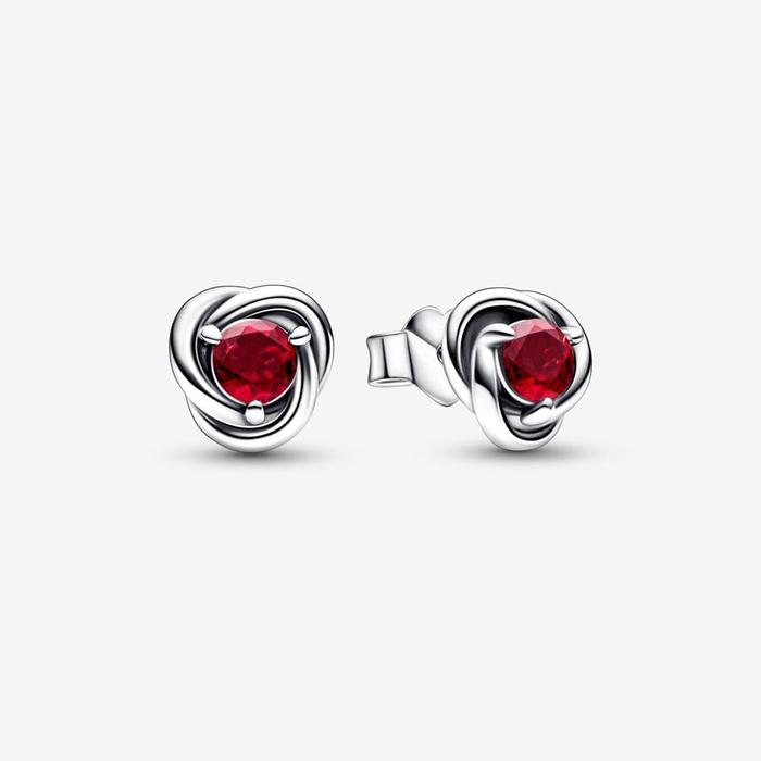 July Fire Red Eternal Circles Stud Earrings