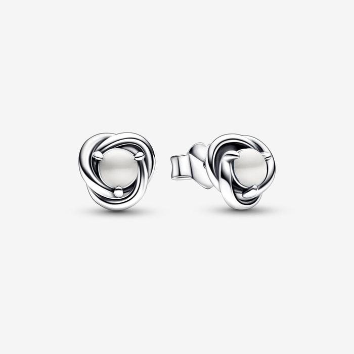 White Mother of Pearl Eternal Hoops Stud Earrings June