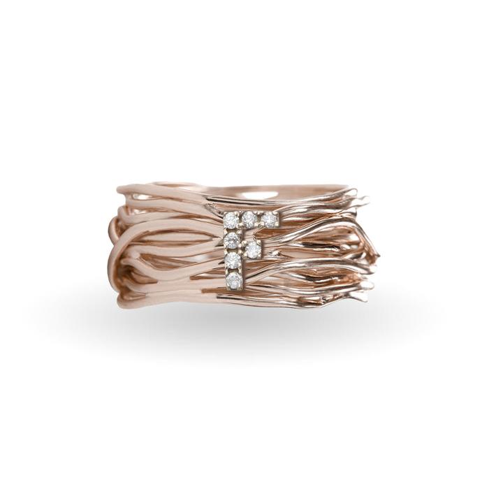 Filodellavita 13 brins en or rose 9 carats et initiale avec diamants