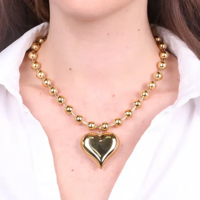 Collana in Acciaio cuore bombato