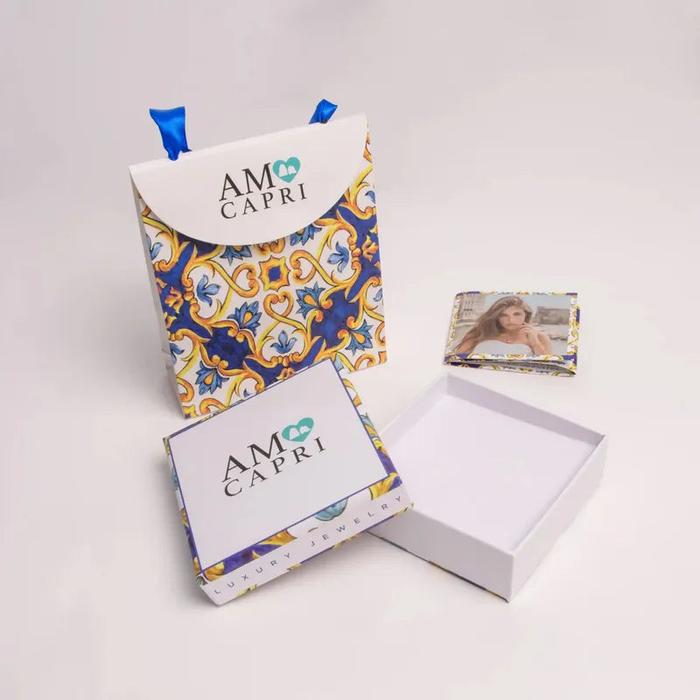 Collana in Acciaio campana pendente con cristalli bianchi e blu