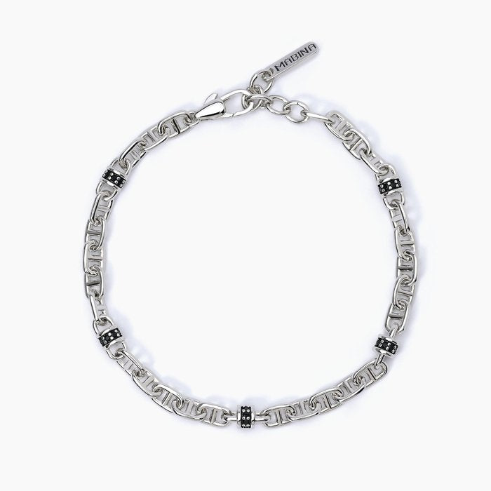Bracelet en maille Rolo avec inserts noirs NEUTRE