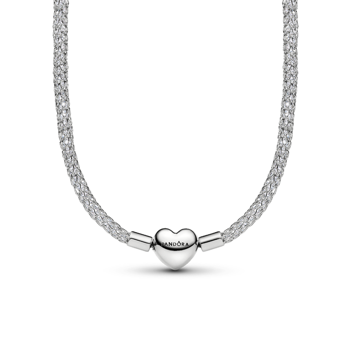 Collane e Pendenti Collana Maglia Mesh con pietre luminose e Chiusura a Cuore