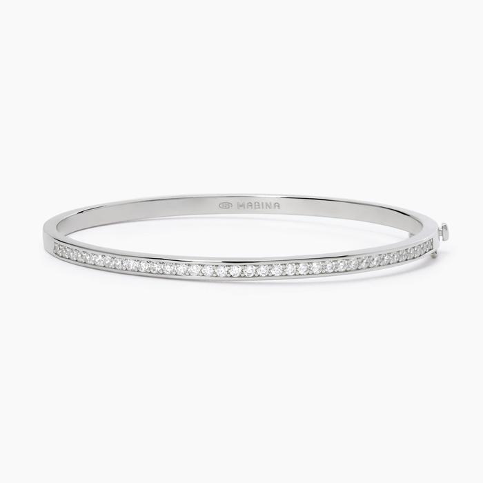 Bracelet rigide en argent avec pierres LADY B