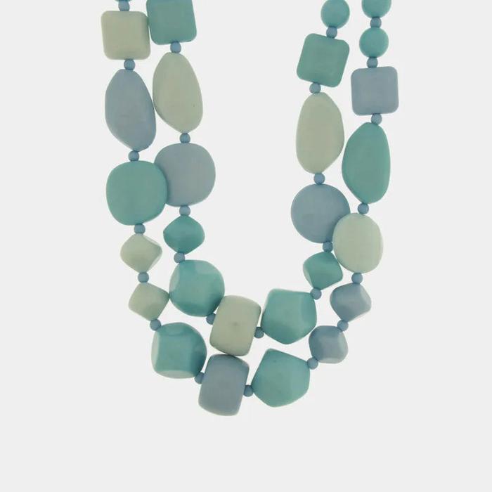 Collana in Metallo multifilo con cristalli blu ispirati al vetro di Murano