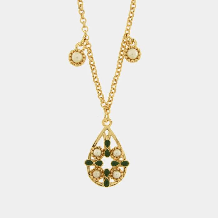 Collana in Metallo a goccia con maiolica verde