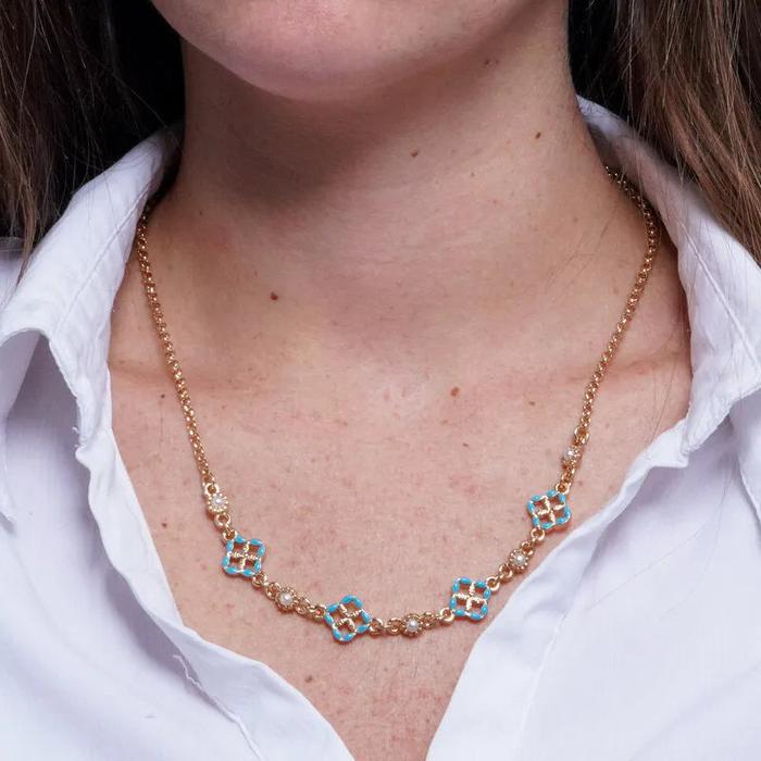 Collana in Metallo maioliche azzurre
