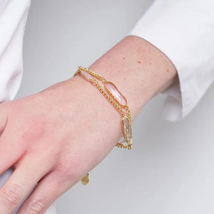 Bracciale in Metallo doppia catena con cristalli