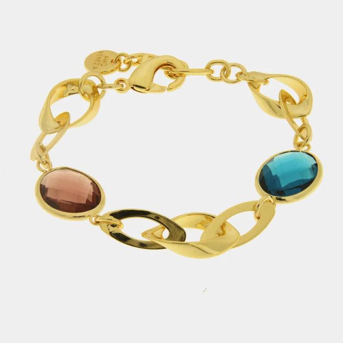 Bracciale in Metallo a catena con cristalli colorati
