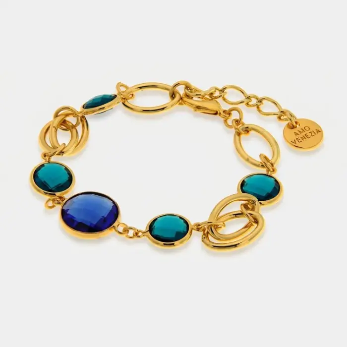 Bracciale in Metallo cristalli blu