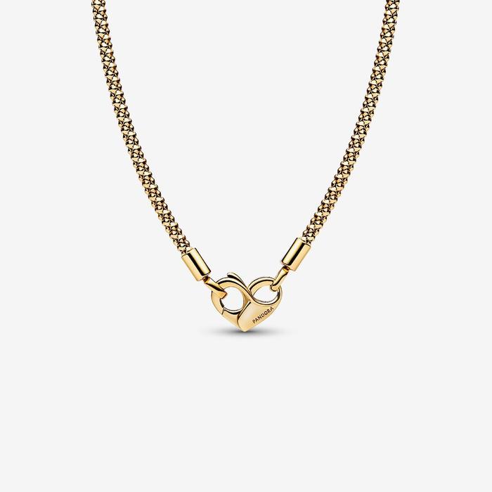 Collana Maglia Geometrica con Chiusura Moschettone a Cuore