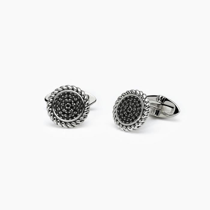 Boutons de manchette VERTIGO en argent finition torche