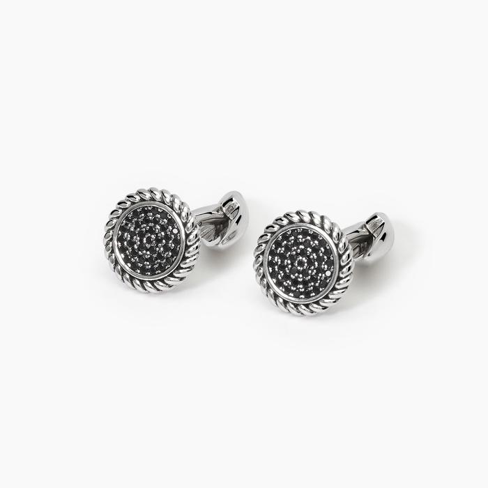 Boutons de manchette VERTIGO en argent finition torche