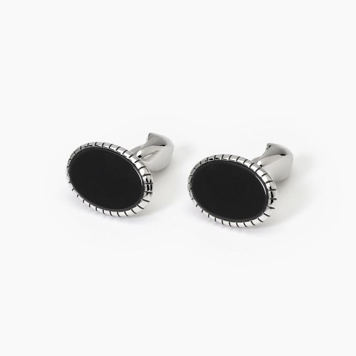 Boutons de manchette DUO en agate noire