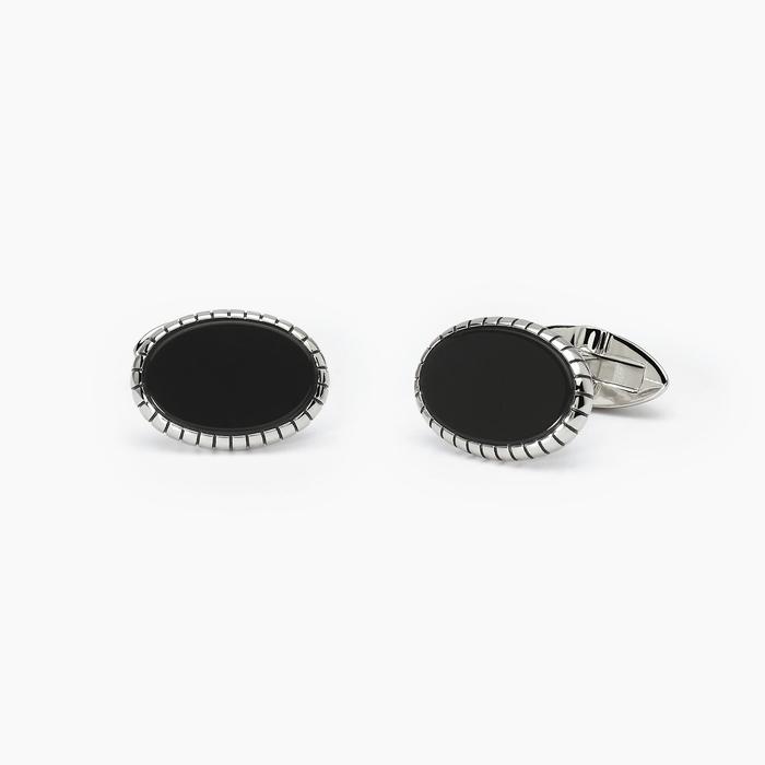 Boutons de manchette DUO en agate noire