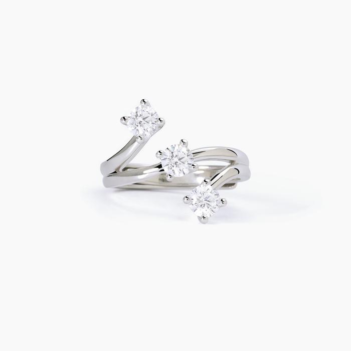 Bague en argent avec trois points lumineux TRILOGIE