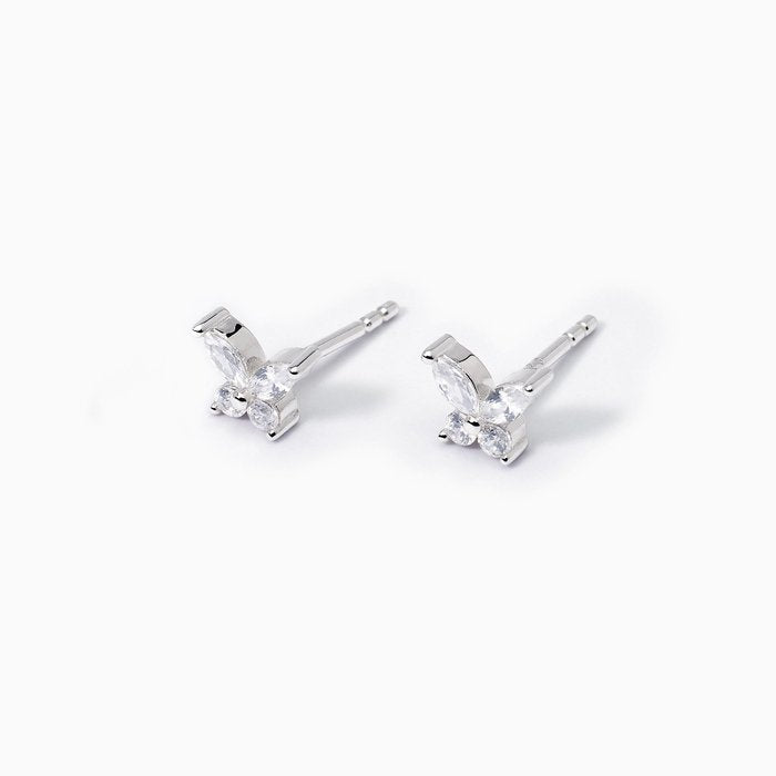 SECRET GARDEN White Crystal Silver Earrings