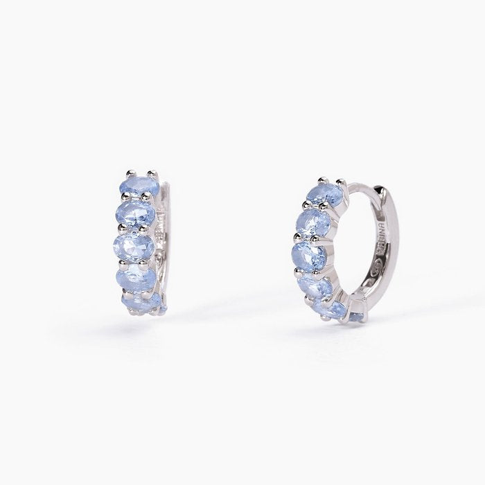 FESTIVAL Synthetic Aquamarine Silver Hoop Earrings