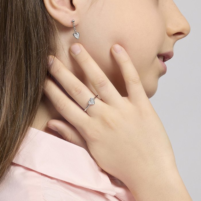 Bague en argent avec cœur pavé MON AMOUR
