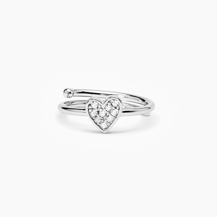 Bague en argent avec cœur pavé MON AMOUR