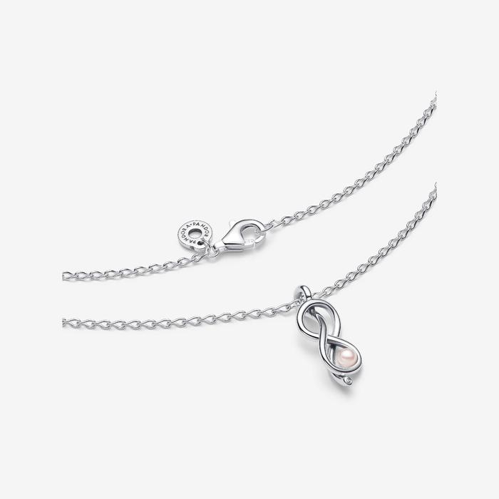 Infinity Bond Necklace with Artificial Pink Pearl