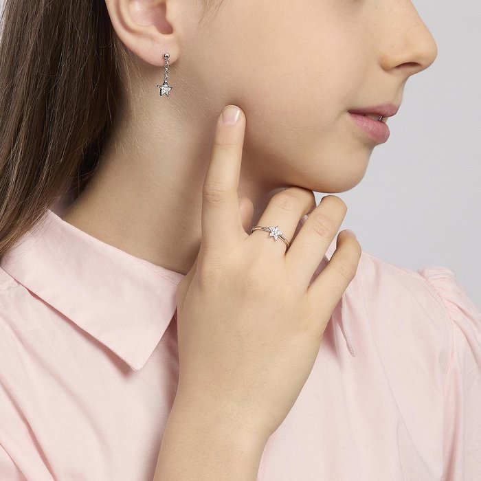 Boucles d'oreilles en argent avec étoiles suspendues STELLA STELLINA