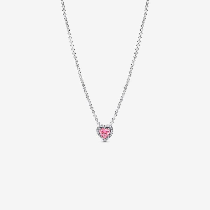 Pink Embossed Heart Necklace