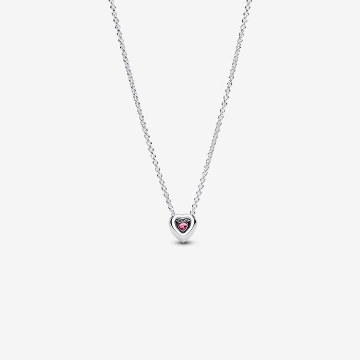 Pink Embossed Heart Necklace