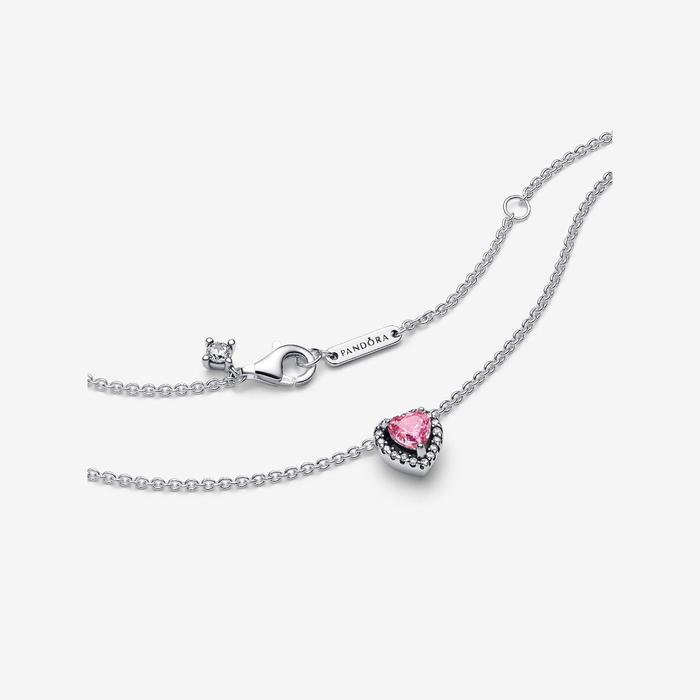 Pink Embossed Heart Necklace