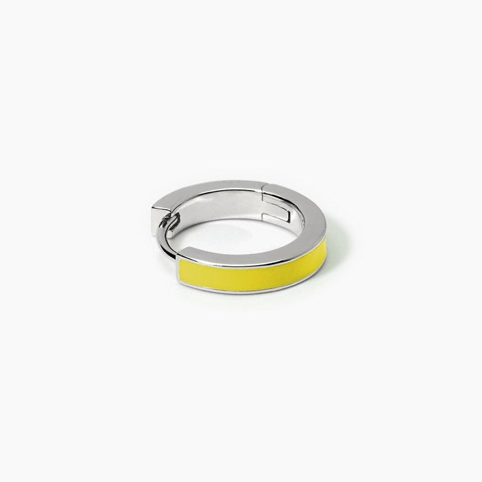Silver hoop earring with yellow enamel COLOR BLOCK