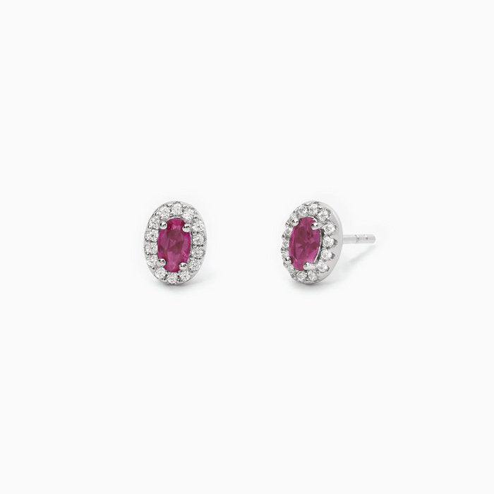 Silver stud earrings with synthetic rubies COOL OR RÉTRO?