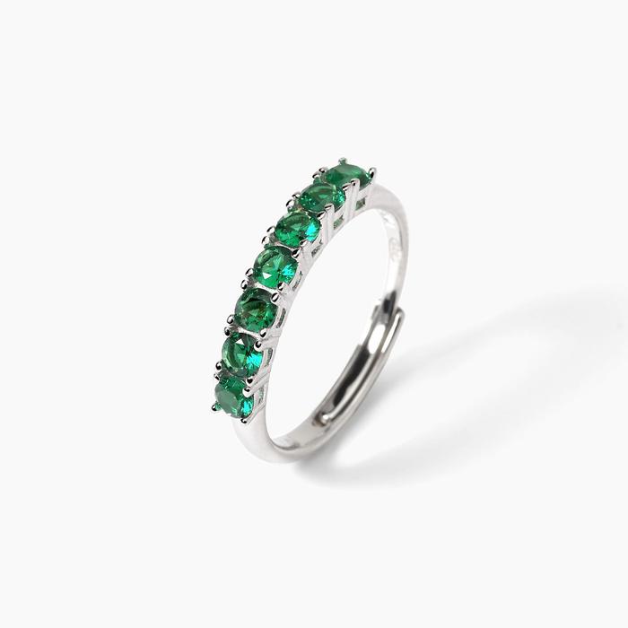Bague SOIRÉE en argent et émeraude synthétique