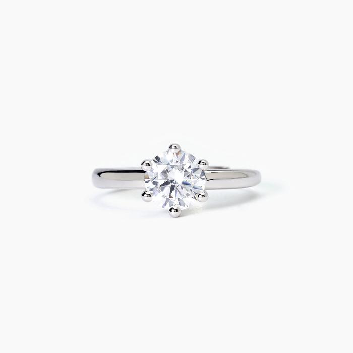 Bague en argent rhodié avec zircone SOLITAIRE