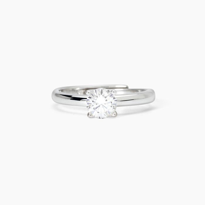 Bague solitaire en argent rhodié avec zircone SOLITAIRE