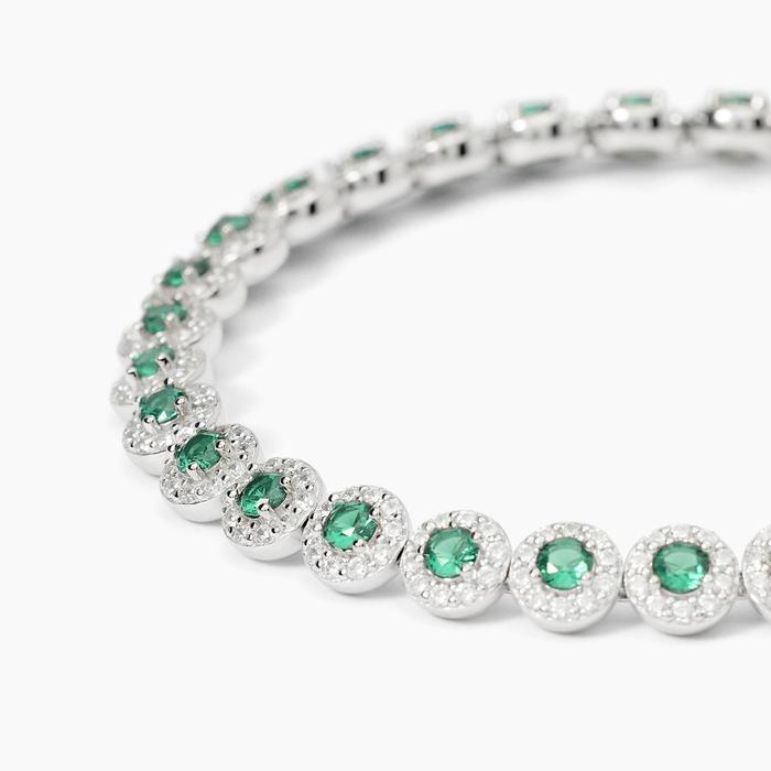 Bracelet tennis en argent avec émeraudes synthétiques MILANESIENNE