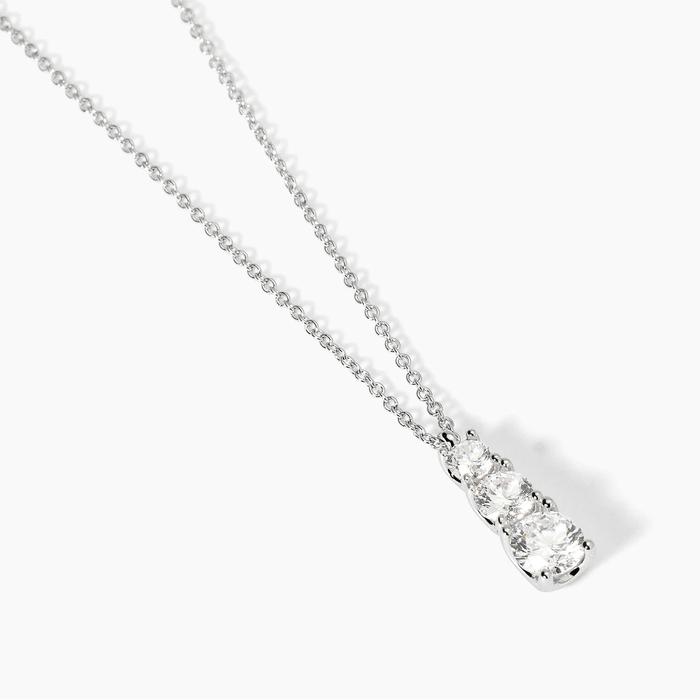 Collier ras du cou en argent avec chaîne forzatina et zircone blanche TRILOGY