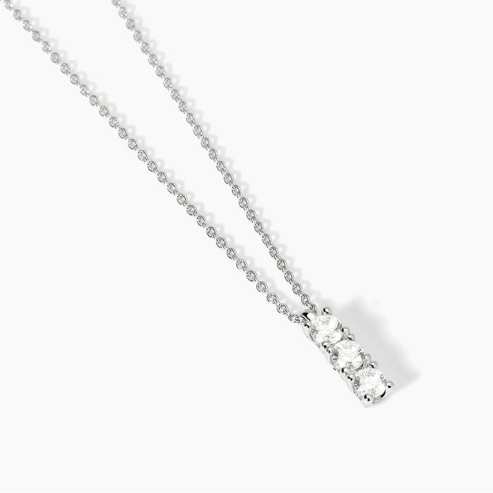 Collier ras du cou en argent rhodié avec zircone blanche TRILOGY et chaîne forzatina