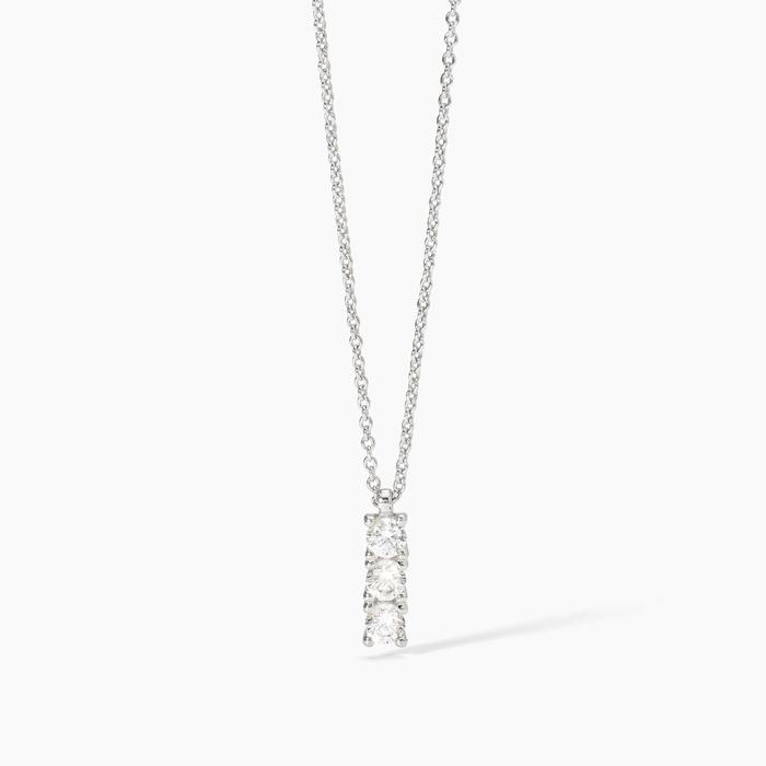 Collier ras du cou en argent rhodié avec zircone blanche TRILOGY et chaîne forzatina